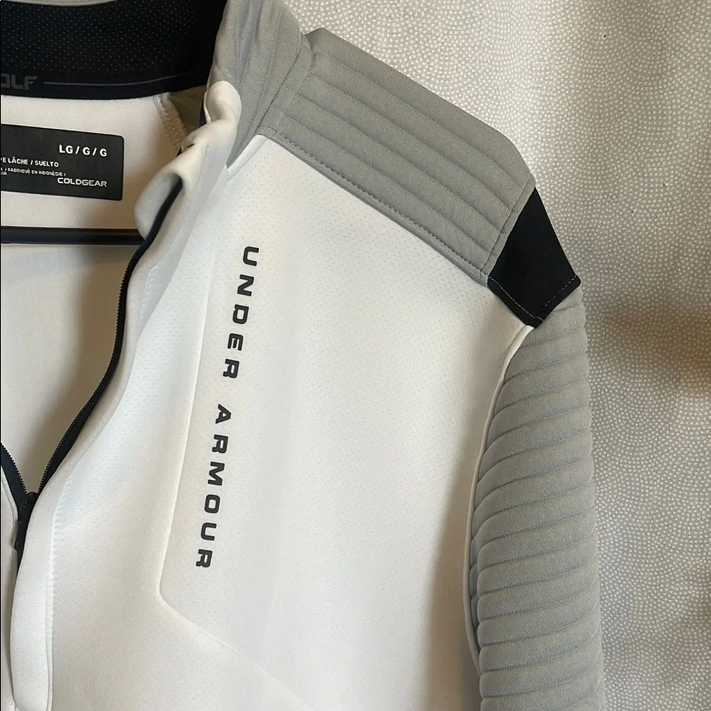 Under Armour Lightweight White and Gray Quarter-Zip Jacket - Picture 3 of 6